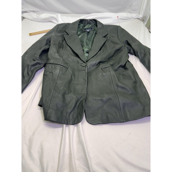 Denim&Co Jackets & Blazers - Denim and Company button up Leather Jacket Womens XL Lined Green western city